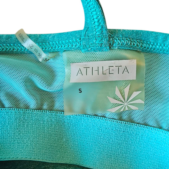 Athleta Zip Line Sports Racerback Tank Top Build in Bra Teal Women's Small - Picture 4 of 7